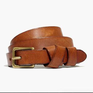 Madewell Leather Crisscross Skinny Belt English Saddle S